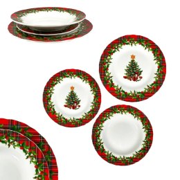 ARCA Komplet SERWIS OBIADOWY Szkocka Kratka 18 el. 6 osób Porcelana