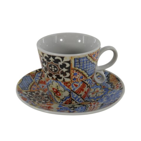 ARCA Zestaw Filiżanek Fuert Espresso + podstawki Ceramika Włochy kpl. 6 szt