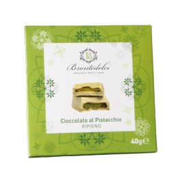 BRONTEDOLCI Biała Czekolada z Kremem Pistacjowym 40g Włochy