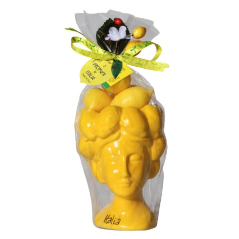 Głowa Sycylijska Żółta Ceramika + 4x Mydełka Cytrynowe Włochy