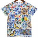 T-SHIRT DZIECIĘCY 7-9 LAT Niebieski Włochy Wzór It