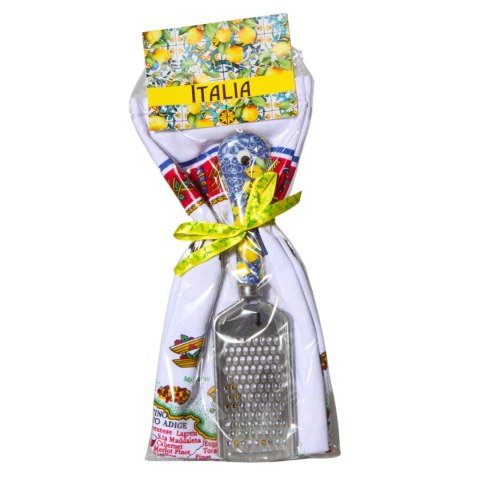 Tarka do Parmezanu Niebieska + Ścierka Kuchenna Prezent Włochy