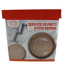 ARCA Zestaw Obiadowy Kyoto Brown komplet ceramika Włochy x 18szt.