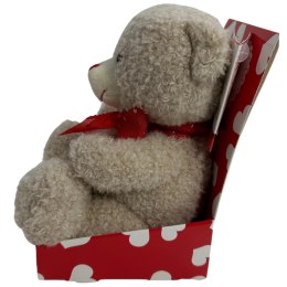MASKOTKA Beżowy Pluszowy Miś 16cm z kokardką LOVE Włochy Prezent