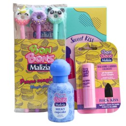 MALIZIA BON BONS Zestaw Prezentowy Dla Dzieci Perfum+Błyszczyk+Długopisy