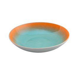 ARCA TAVOLA Niebiesko-Pomarańczowy Talerz Głęboki Obiadowy 20cm Porcelana