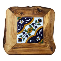 Deska z drewna oliwnego do krojenia serwowania wzór 2 20x20cm