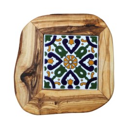 Deska z drewna oliwnego do krojenia serwowania wzór 4 20x20cm
