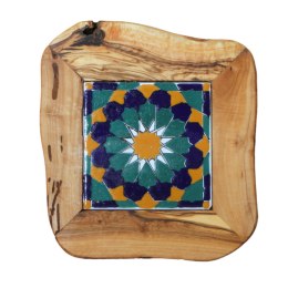 Deska z drewna oliwnego do krojenia serwowania wzór 5 20x20cm