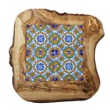 Deska z drewna oliwnego do krojenia serwowania wzór 5 35x30cm