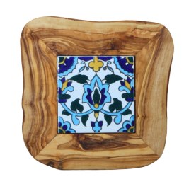 Deska z drewna oliwnego do krojenia serwowania wzór 8 20x20cm