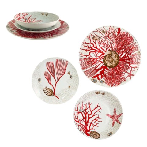 ARCA Komplet Zestaw Obiadowy Coral 3 el. 1 osoba Porcelana ARCA Komplet Zestaw Obiadowy Coral 3 el. 1 osoba Porcelana