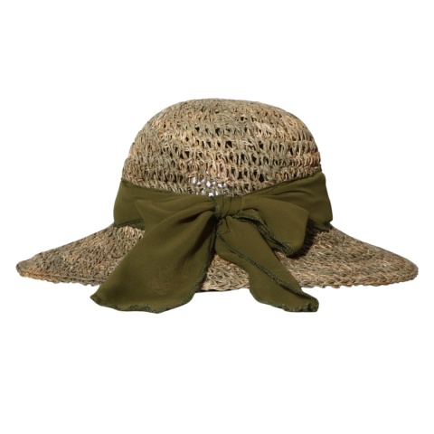 KAPELUSZ SŁOMKOWY DAMSKI Letni Plażowy HANDMADE Kokarda Khaki KAPELUSZ SŁOMKOWY DAMSKI Letni Plażowy HANDMADE Kokarda Khaki