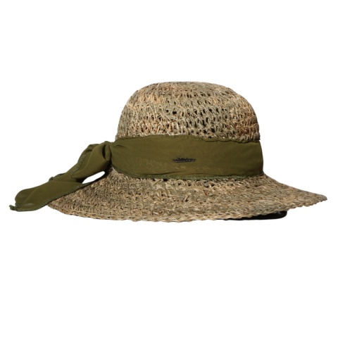 KAPELUSZ SŁOMKOWY DAMSKI Letni Plażowy HANDMADE Kokarda Khaki KAPELUSZ SŁOMKOWY DAMSKI Letni Plażowy HANDMADE Kokarda Khaki