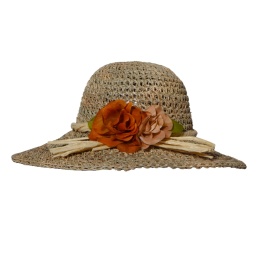 KAPELUSZ SŁOMKOWY DAMSKI Letni Plażowy HANDMADE Kwiaty