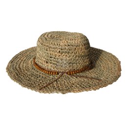KAPELUSZ SŁOMKOWY DAMSKI Letni Plażowy z Trawy Morskiej HANDMADE