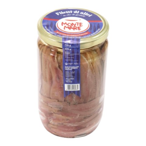 MONTE MARE FILETY ANCHOIS Włoskie Sardele 720g MONTE MARE FILETY ANCHOIS Włoskie Sardele 720g