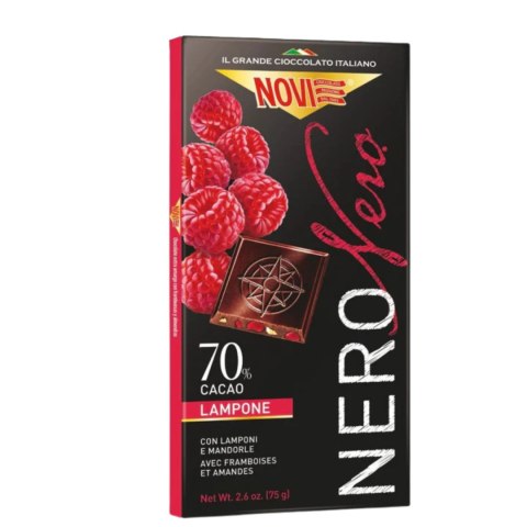 NOVI Czekolada Gorzka 70% Kakao z Maliną i Migdałami 75g NOVI Czekolada Gorzka 70% Kakao z Maliną i Migdałami 75g