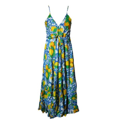 SUKIENKA MAXI LETNIA Ramiączka w CYTRYNY 100% Bawełna Wzór 1 Włochy SUKIENKA MAXI LETNIA Ramiączka w CYTRYNY 100% Bawełna Wzór 1 Włochy