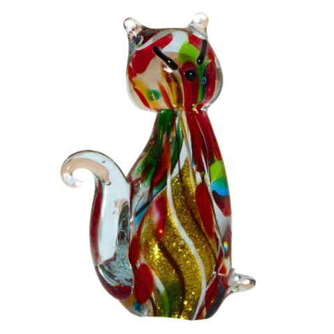 SZKLANA DEKORACJA Kot Wielobarwny 15cm Typu MURANO SZKLANA DEKORACJA Kot Wielobarwny 15cm Typu MURANO