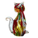 SZKLANA DEKORACJA Kot Wielobarwny 15cm Typu MURANO