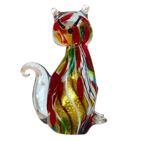 SZKLANA DEKORACJA Kot Wielobarwny 15cm Typu MURANO SZKLANA DEKORACJA Kot Wielobarwny 15cm Typu MURANO