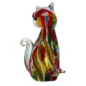 SZKLANA DEKORACJA Kot Wielobarwny 15cm Typu MURANO