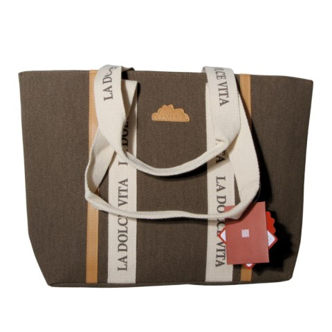TORBA TOREBKA DAMSKA SHOPPER Brązowa 45x30cm Tote Bag Włochy