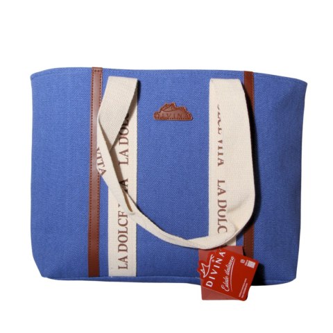 TORBA TOREBKA DAMSKA SHOPPER Niebieska 45x30cm Tote Bag Włochy TORBA TOREBKA DAMSKA SHOPPER Niebieska 45x30cm Tote Bag Włochy