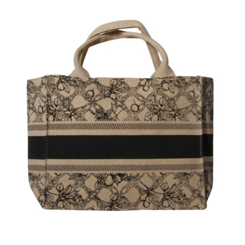 TORBA TOREBKA DAMSKA SHOPPER w Cytrynki Beżowo-Czarna 27x23cm TORBA TOREBKA DAMSKA SHOPPER w Cytrynki Beżowo-Czarna 27x23cm