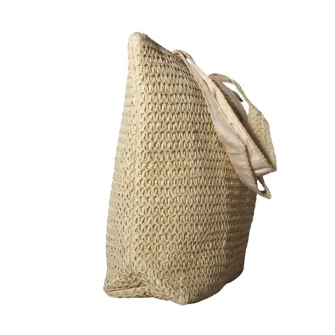 TORBA TOREBKA DAMSKA SŁOMKOWA Duża Plażowa SHOPPER Lato Beżowa 46x36cm TORBA TOREBKA DAMSKA SŁOMKOWA Duża Plażowa SHOPPER Lato Beżowa 46x36cm