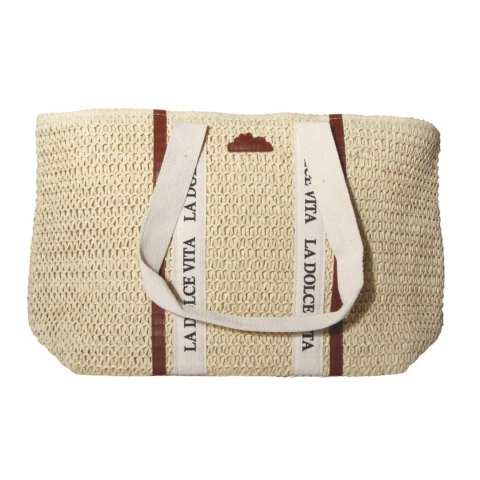 TORBA TOREBKA DAMSKA SŁOMKOWA Duża Plażowa SHOPPER Lato Beżowa 54x34cm TORBA TOREBKA DAMSKA SŁOMKOWA Duża Plażowa SHOPPER Lato Beżowa 54x34cm