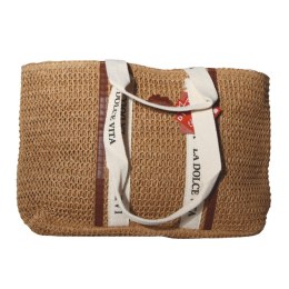 TORBA TOREBKA DAMSKA SŁOMKOWA Duża Plażowa SHOPPER Lato Brązowa 54x34cm