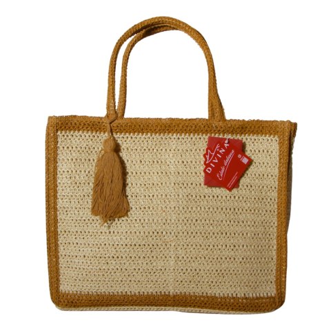 TORBA TOREBKA DAMSKA SŁOMKOWA Plażowa Beżowo-Brązowa 41x32cm Włochy TORBA TOREBKA DAMSKA SŁOMKOWA Plażowa Beżowo-Brązowa 41x32cm Włochy