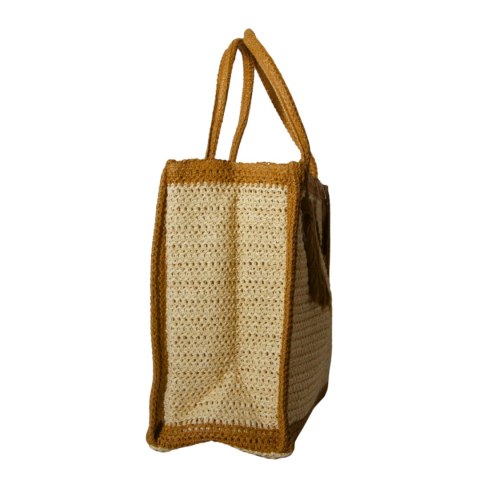 TORBA TOREBKA DAMSKA SŁOMKOWA Plażowa Beżowo-Brązowa 41x32cm Włochy TORBA TOREBKA DAMSKA SŁOMKOWA Plażowa Beżowo-Brązowa 41x32cm Włochy