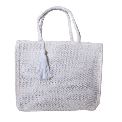TORBA TOREBKA DAMSKA SŁOMKOWA Plażowa Biała 41x32cm Włochy TORBA TOREBKA DAMSKA SŁOMKOWA Plażowa Biała 41x32cm Włochy