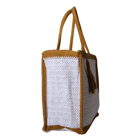 TORBA TOREBKA DAMSKA SŁOMKOWA Plażowa Biało-Brązowa 41x32cm Włochy TORBA TOREBKA DAMSKA SŁOMKOWA Plażowa Biało-Brązowa 41x32cm Włochy