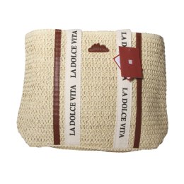 TORBA TOREBKA DAMSKA SŁOMKOWA Plażowa Lato Beżowa 42x31cm Włochy