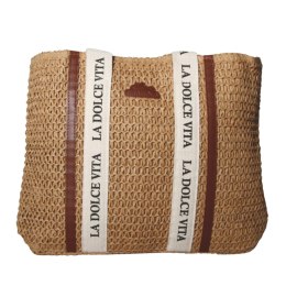 TORBA TOREBKA DAMSKA SŁOMKOWA Plażowa Lato Brązowa 42x31cm Włochy