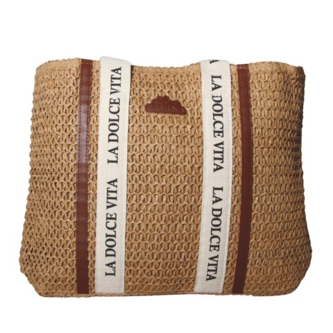 TORBA TOREBKA DAMSKA SŁOMKOWA Plażowa Lato Brązowa 42x31cm Włochy