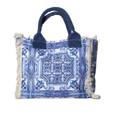 TOREBKA PLAŻOWA ZAKUPY BOHO Niebieska Włochy 27x24cm TOREBKA PLAŻOWA ZAKUPY BOHO Niebieska Włochy 27x24cm